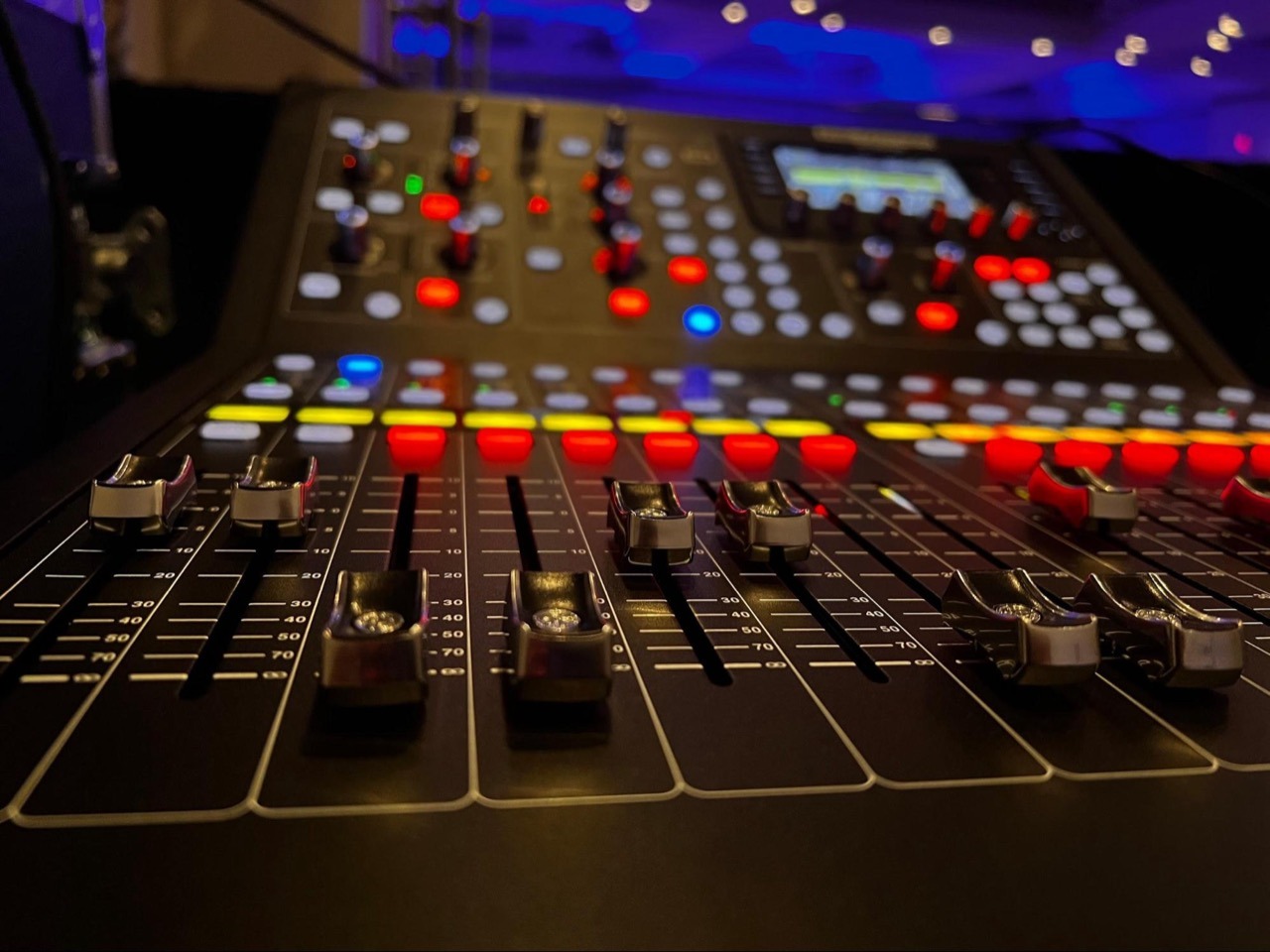 a sound mixing console with a sound board