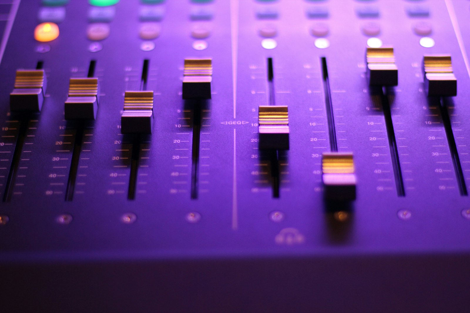 closeup photo of audio mixer